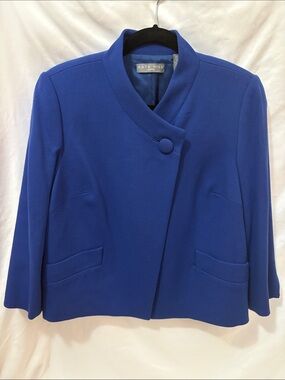 Kate Hill Cobalt Blue Cropped Single-Button Blazer